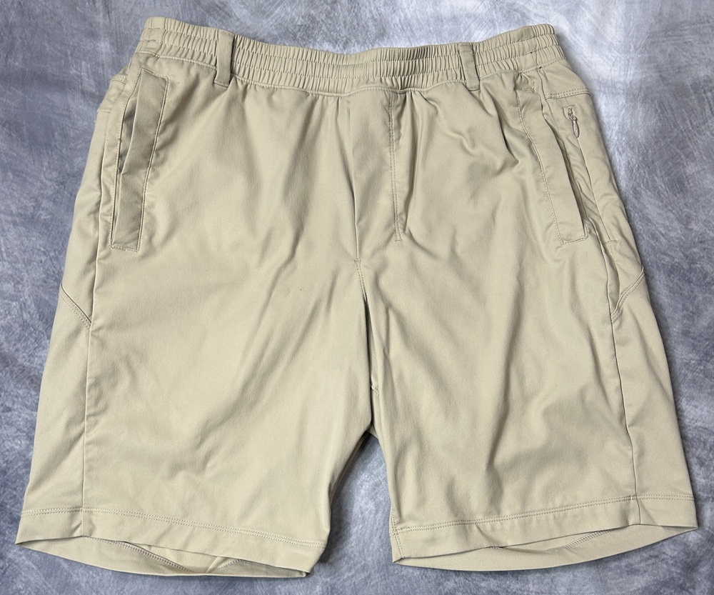 Birddogs Shorts Mens XL Beige 7 Inseam Lined Stretch Athletic Gym Training